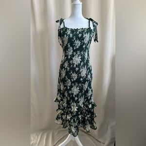 Abercrombie & Fitch Green Floral Midi Dress | Size L